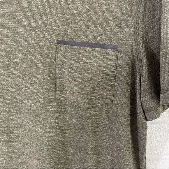 Lululemon Up Front Short Sleeve V-Neck Heathered Fatigue Green/Black Size Small - Picture 3 of 9